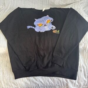 KPop Demon Hunter Derpy Purple Cat Flowerpot Crew Sweatshirt Large Netflix Zuni